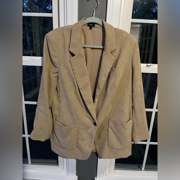 Express Corduroy Cinched Boyfriend Blazer - Picture 8 of 11